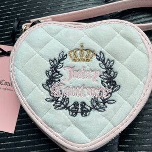 Juicy Couture Pink and Cream Quilted Heart Bag,Women’s wallet,heart Wallet